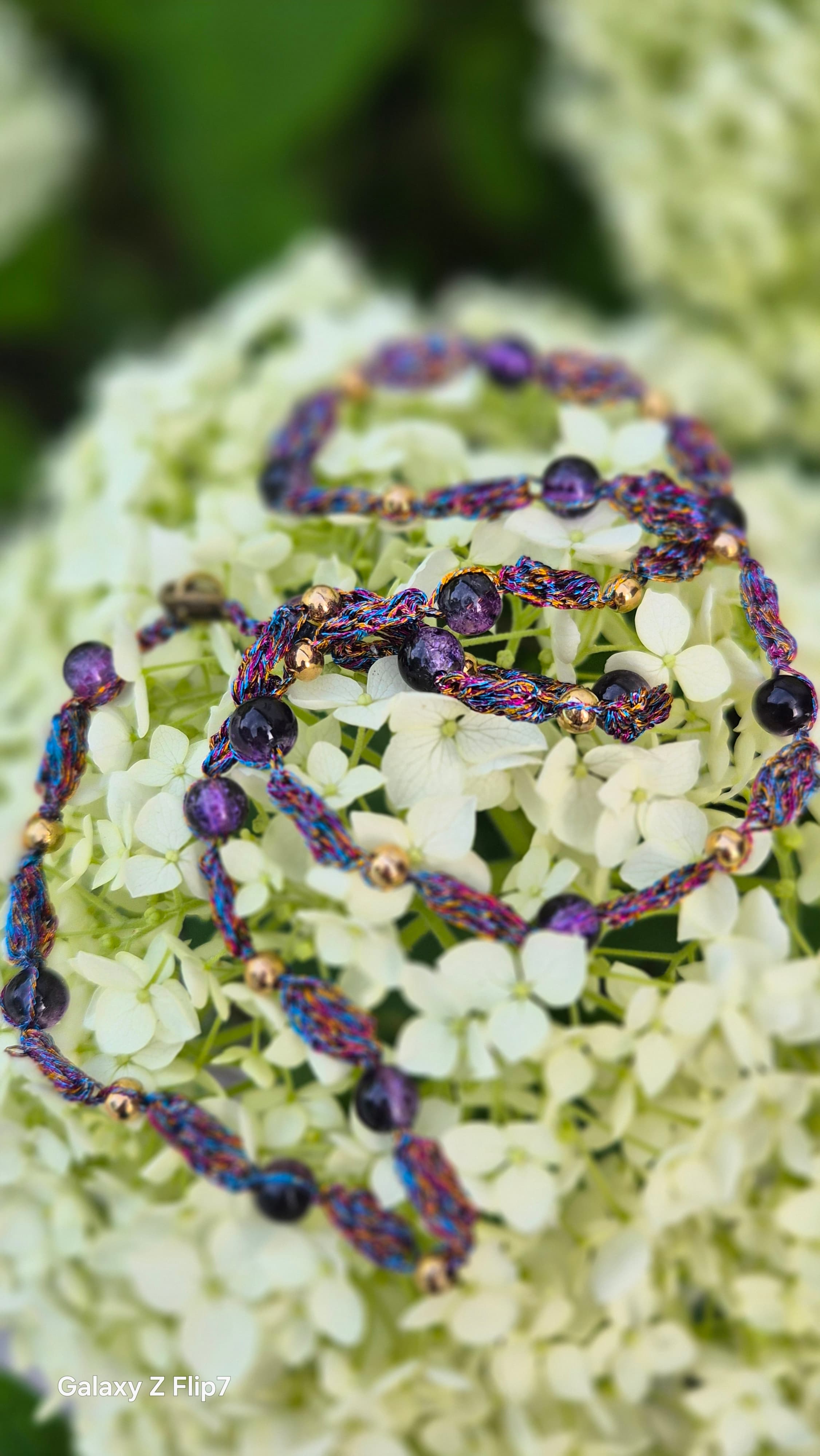 Collier Shine Violet Doré - crochet fait main YZÏAME